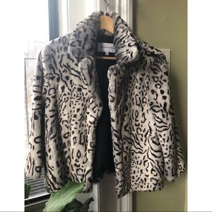 Cupcakes and Cashmere Snow Leopard Faux Fur Jacket